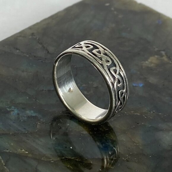 Sterling Silver 925 Oxidized 6mm Endless Celtic Knot Infinity Band Ring Sz 5.75 - Picture 12 of 16